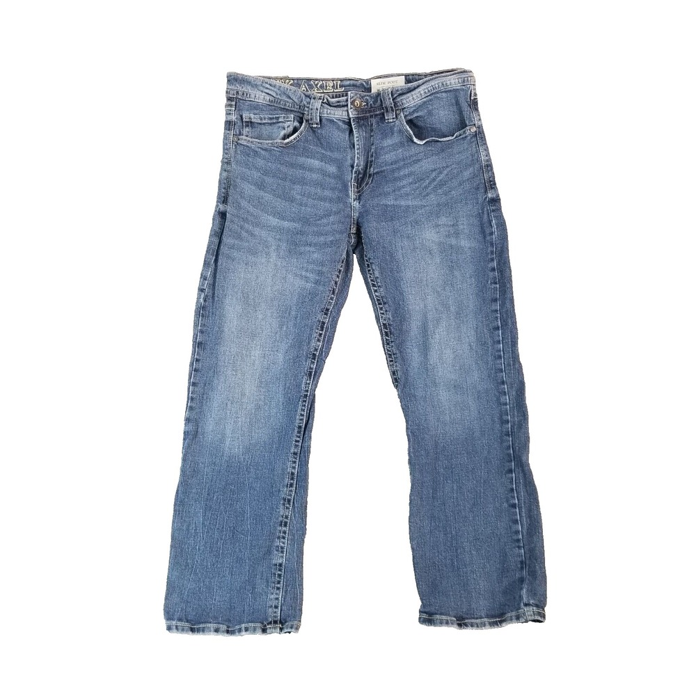 TK Axel jeans men's 34x29 slim bootcut flap pocket blue stretch denim pants Y2K
